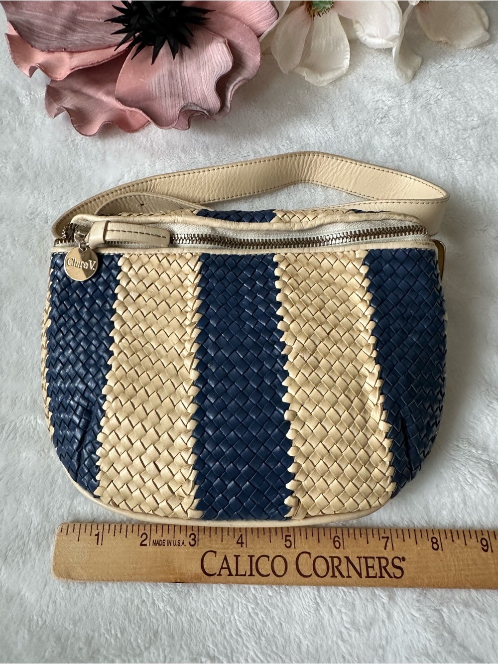 Clare V Woven Leather Striped Fanny Pack Crossbody Belt Bag - Picture 12 of 15